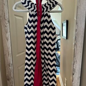 Lolly Wolly Doodle Chevron navy/white dress with matching youth and adult ties.